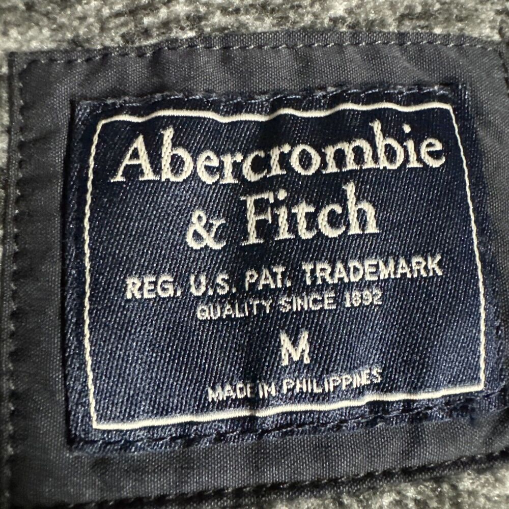 Abercrombie‎ & Fitch Jacket Medium Gray Asymmetric Snap Quilted Fleece Pullover - Picture 5 of 8